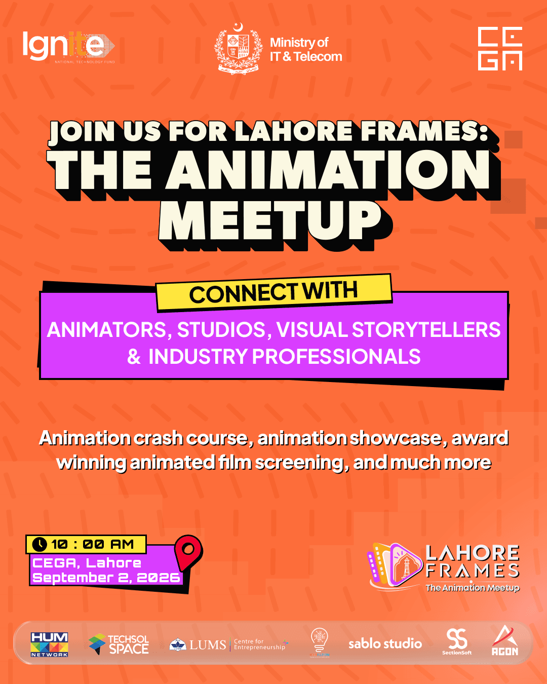 Join us for Lahore Frames: The Animation Meetup — CEGA, Lahore, September 2, 2026